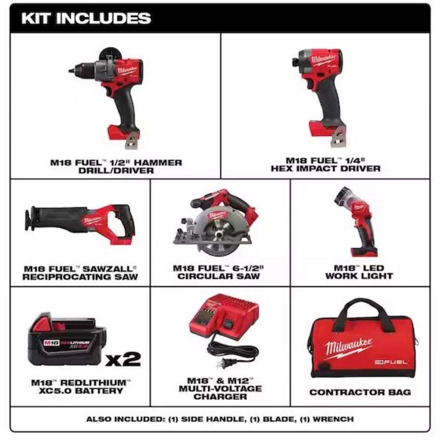 Milwaukee M18 FUEL Cordless Brushless 5 Tool Combo Kit - Image 8