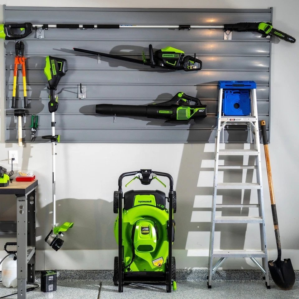 Greenworks 80V 21” Lawn Mower, 13” String Trimmer, and 730 Leaf Blower - Image 4