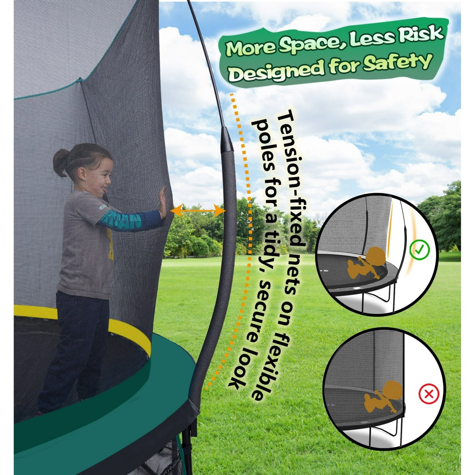 SkyBound 6ft outdoor Trampoline without springs, toddler springless trampoline with net for Kids and Adults, springless Trampoline with Enclosure for Backyard Indoor and Outdoor - Image 2