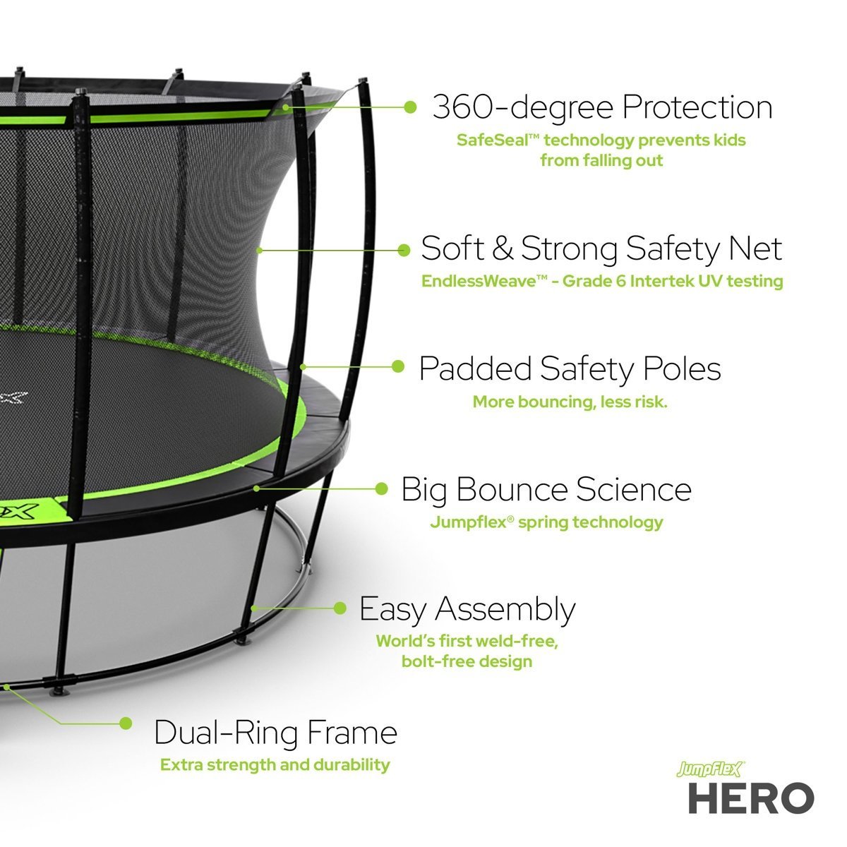 JumpFlex Hero Round Outdoor Backyard Trampoline - Image 4