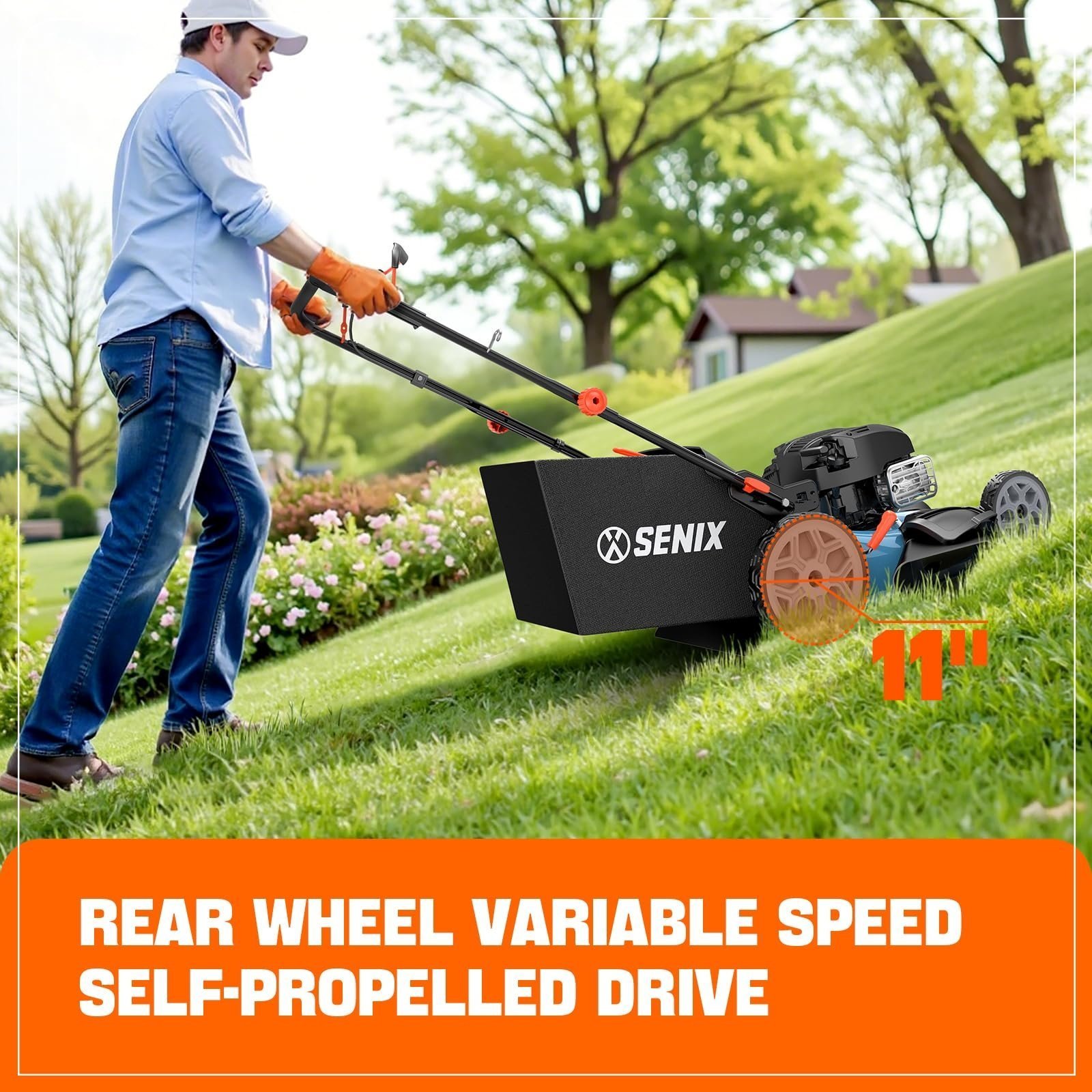 SENIX LSSG-H2 22-Inch Self Propelled Gas Lawn Mower with 163 cc 4-Cycle Engine - Image 5