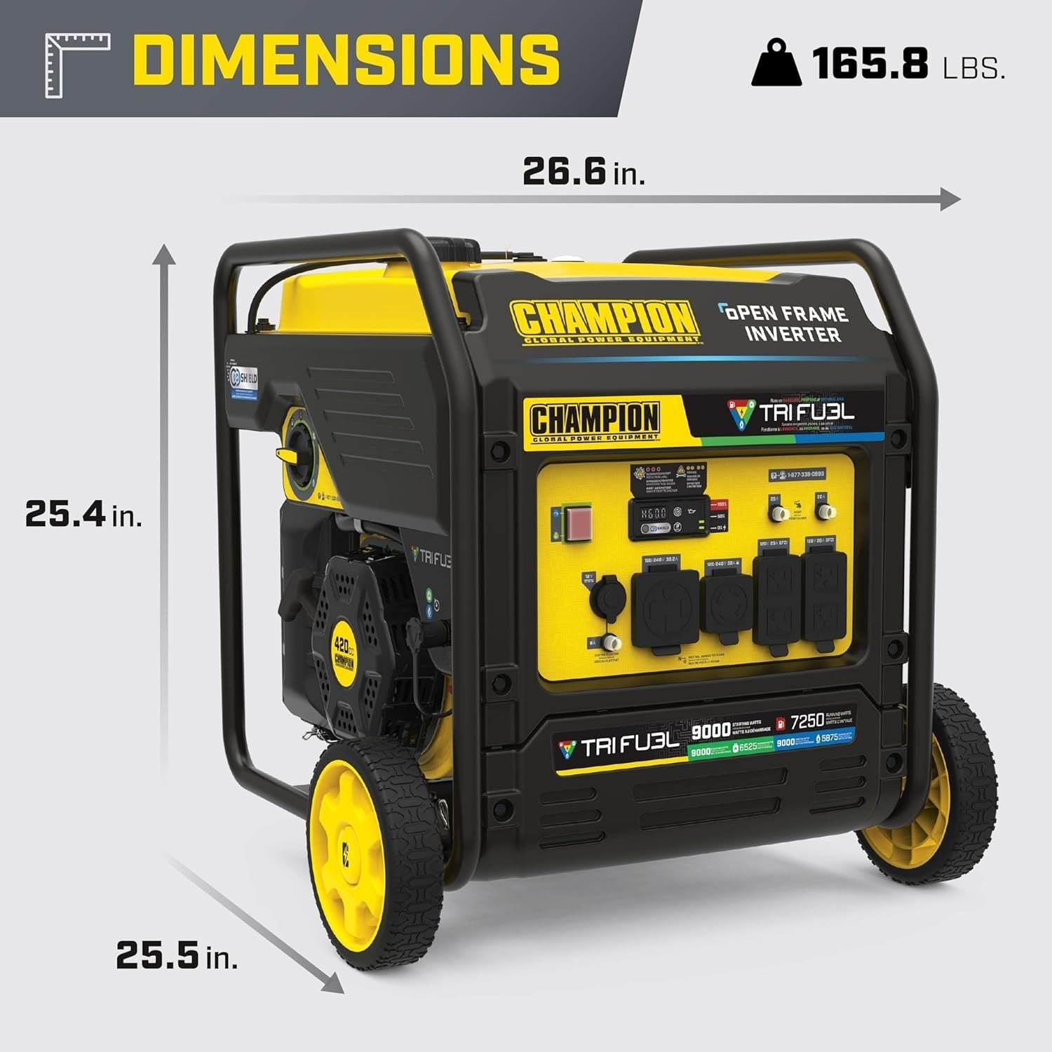 Champion 201176 9000W Tri-Fuel Open Frame Inverter Generator - Image 2