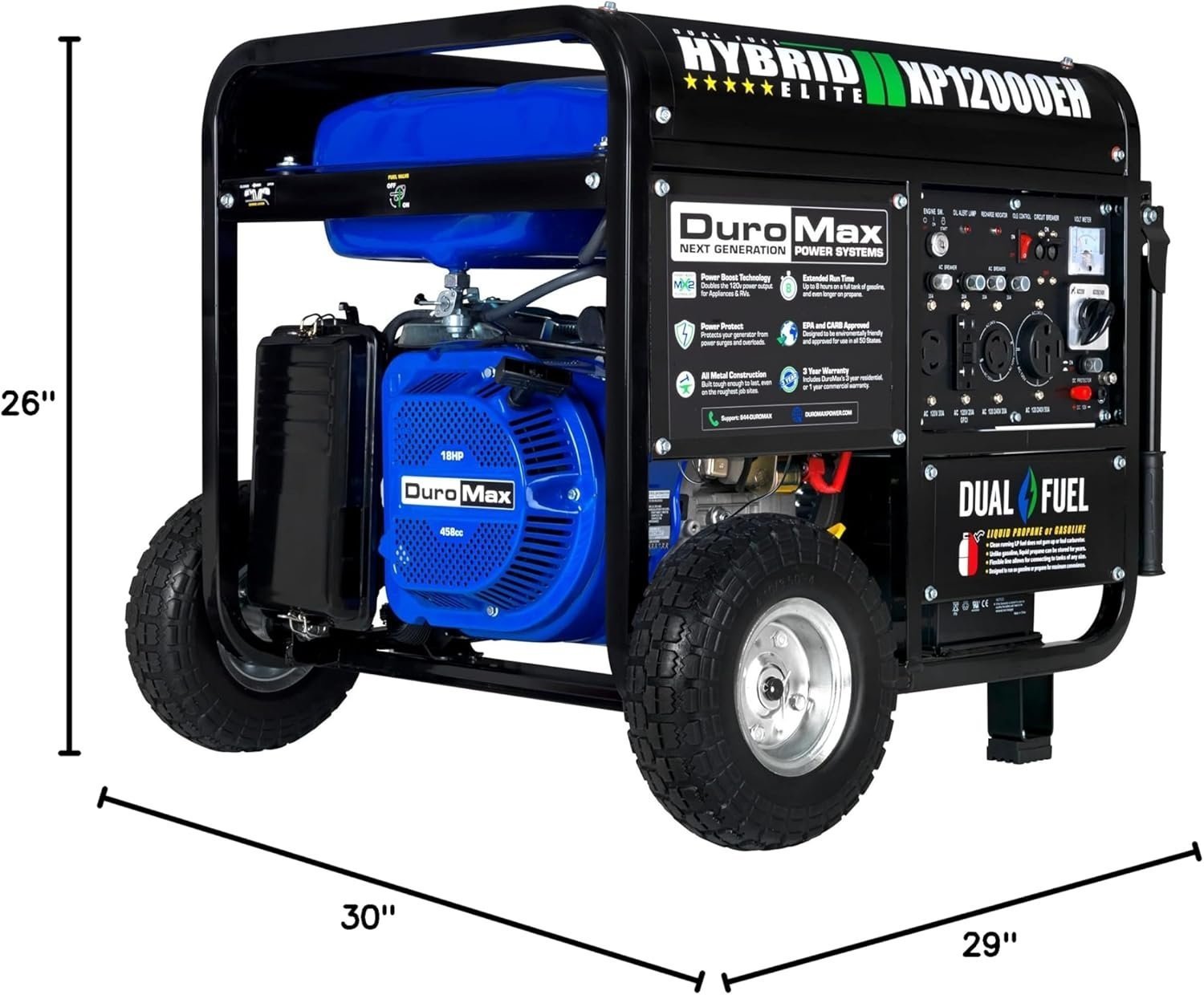 DuroMax XP12000EH 12,000 Watt Dual Fuel Portable Generator - Image 4