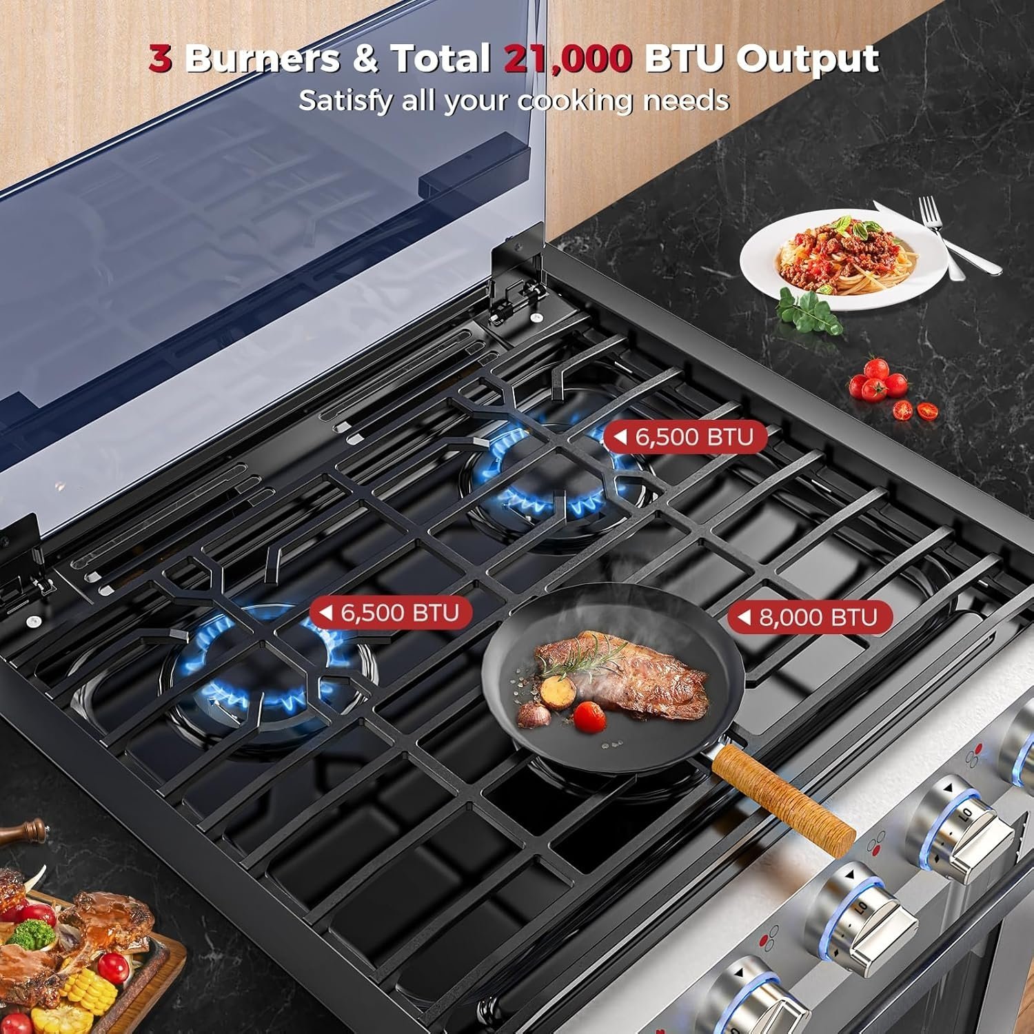 Camplux 21 Inches RV Stove Gas Range Oven 3 Burners Cooktop - Image 5