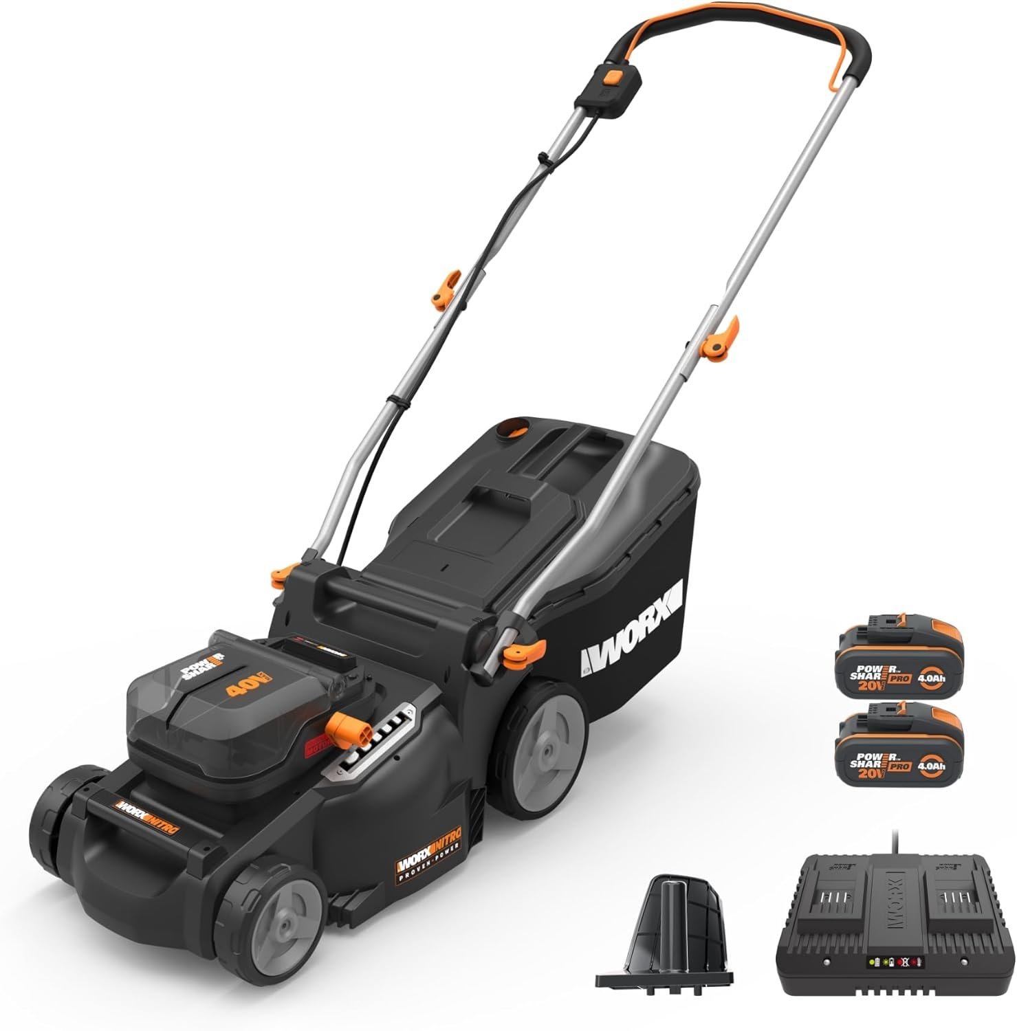 WORX Nitro 40V 16″ Cordless Lawn Mower w/Brushless Motor 2.0 & Intellicut