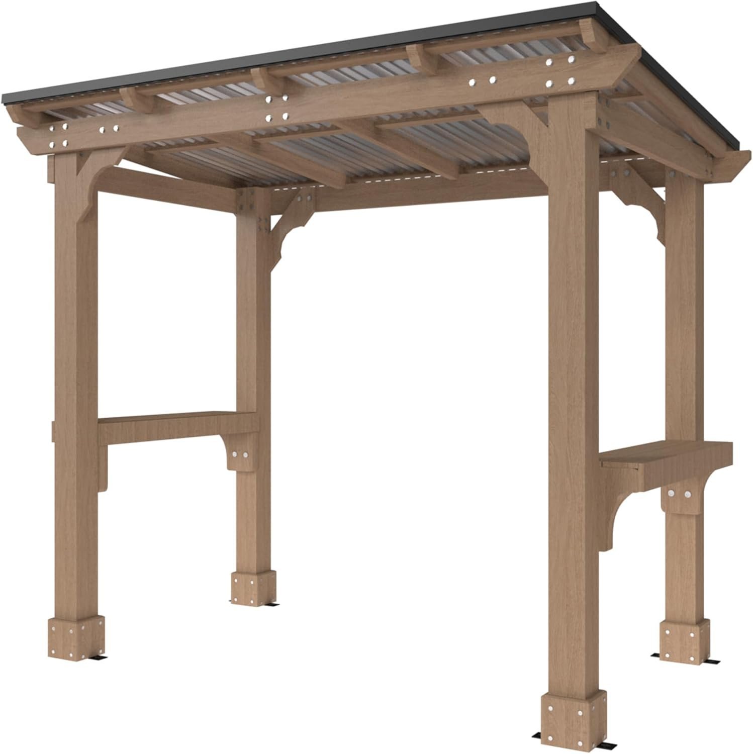 Veikous D Wooden Grill Gazebo Outdoor with Steel Roof - Image 3