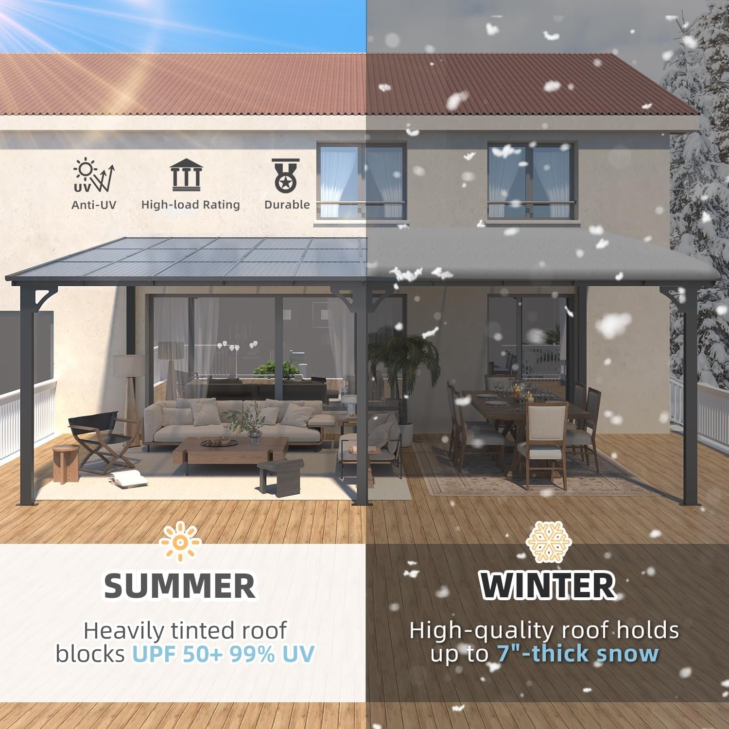 Aecojoy 20’x12′ Wall Mounted Gazebos Pergola - Image 2