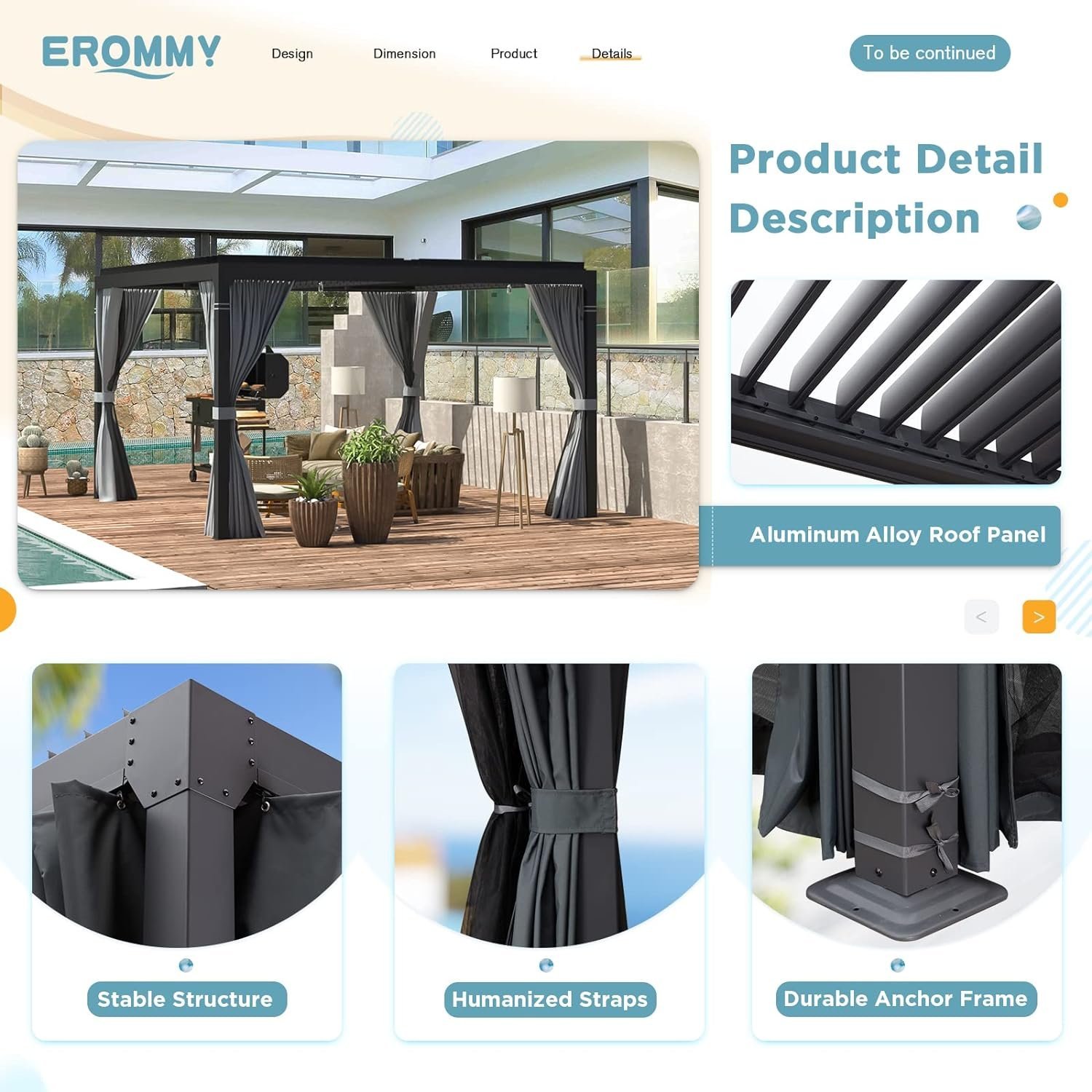 EROMMY 10 ft. W x 10 ft. D Outdoor Louvered Pergola - Image 4