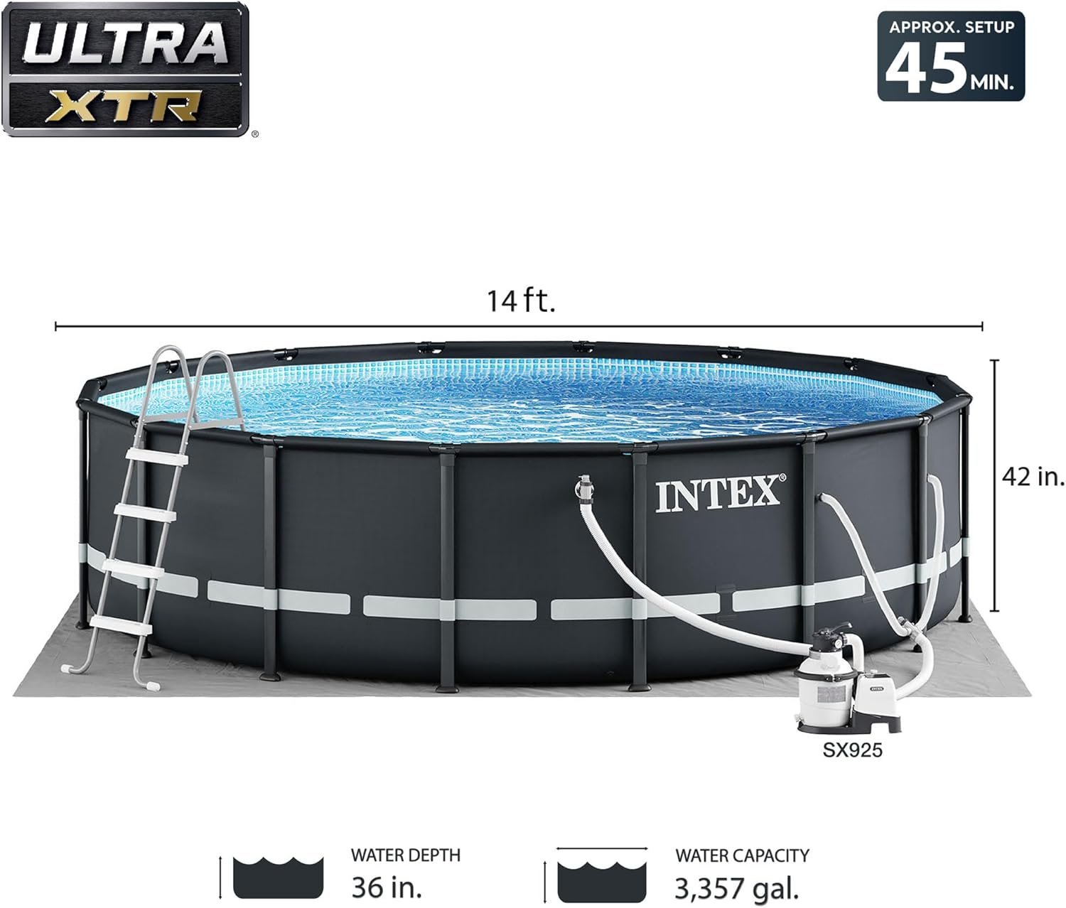 Intex Ultra XTR 14 ft. Round 42 in. Deep Soft Sided Above Ground Swimming Pool - Image 2