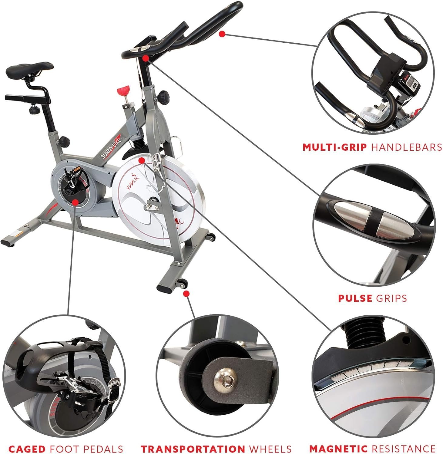 Sunny Health & Fitness Synergy Pro Magnetic Indoor Cycling Bike - Image 3