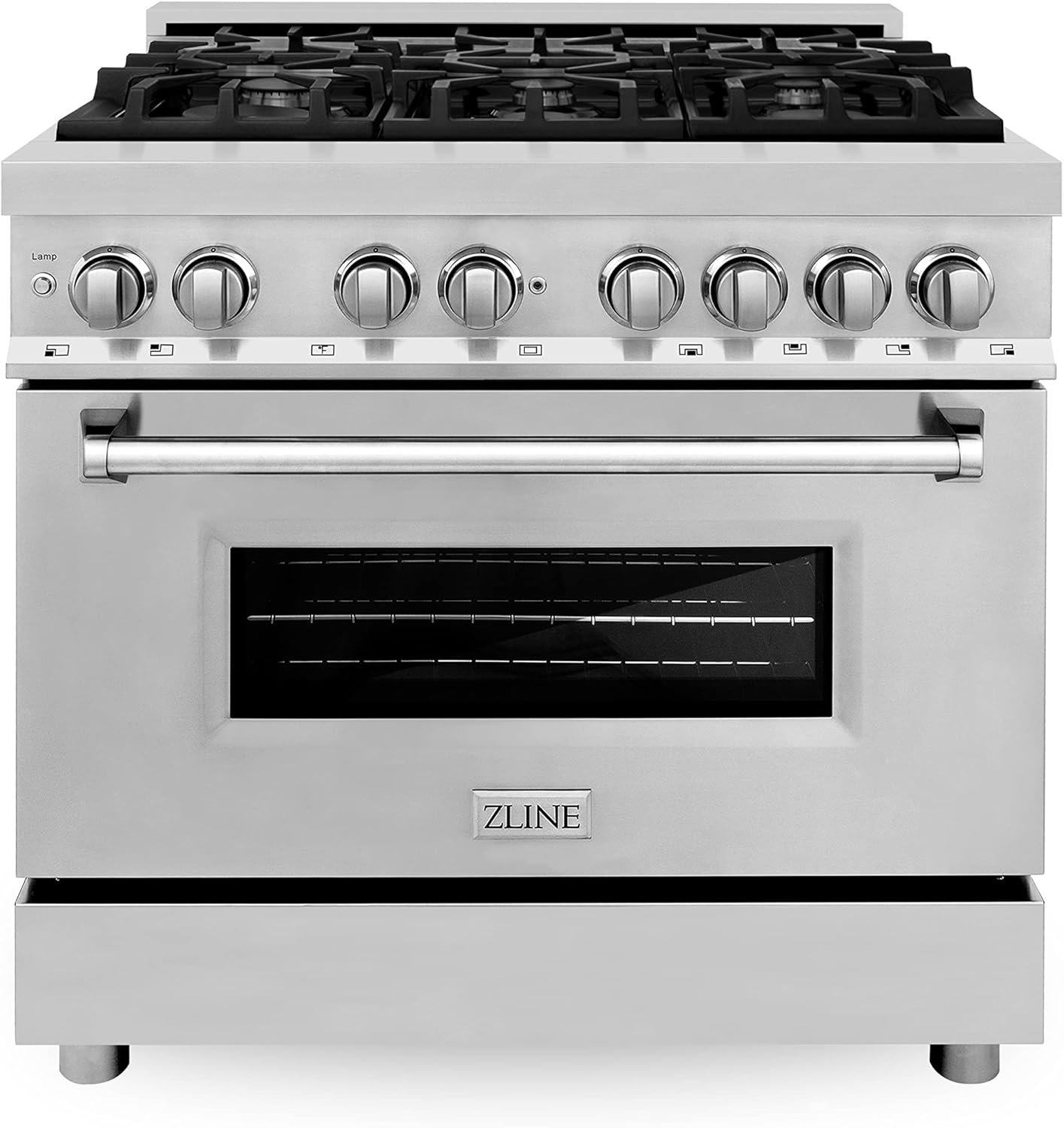 ZLINE 36 in. 4.6 cu. ft. Legacy Dual Fuel Range with 6 Burner Gas Cooktop and Electric Convection Oven in Stainless Steel (RA36)