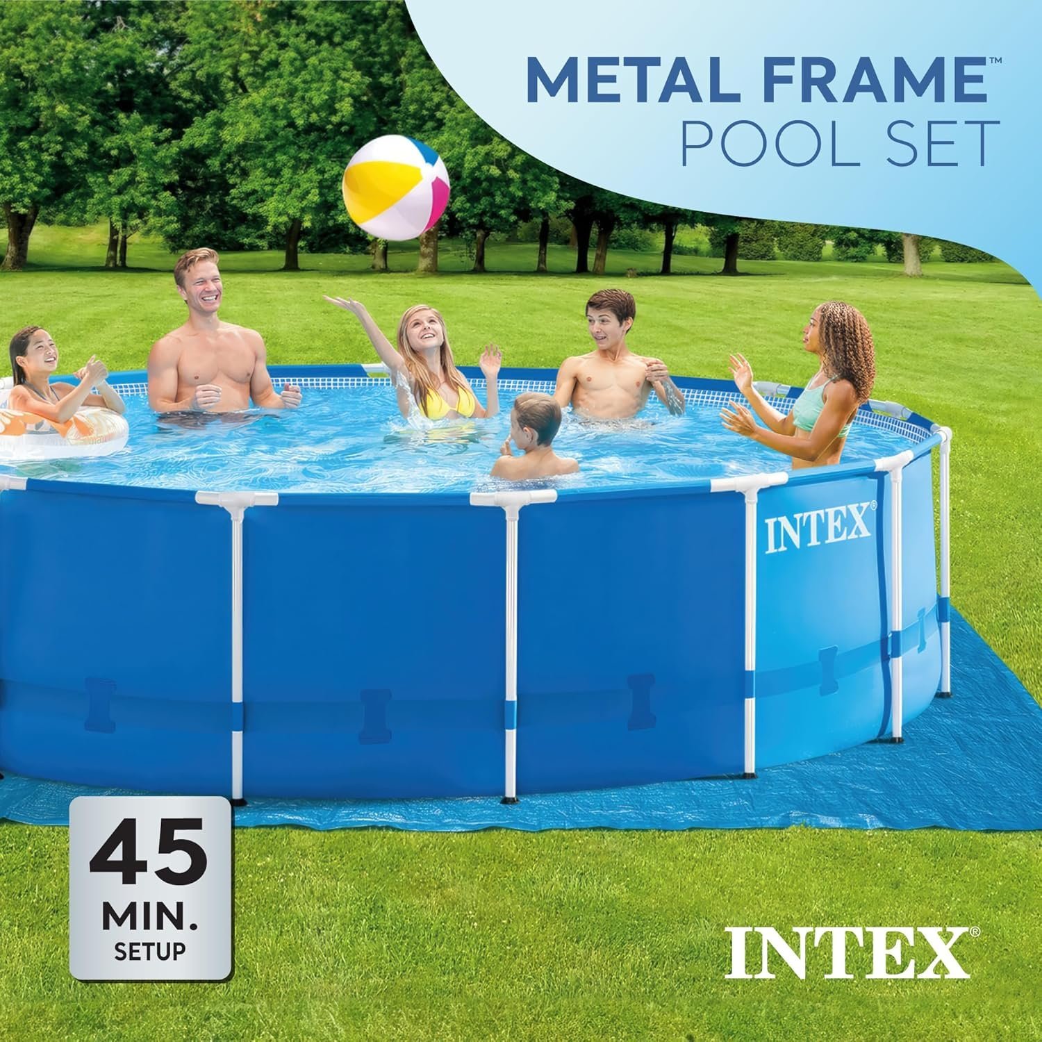 Intex 15′ x 48′ Metal Frame Above Ground Pool Set - Image 5