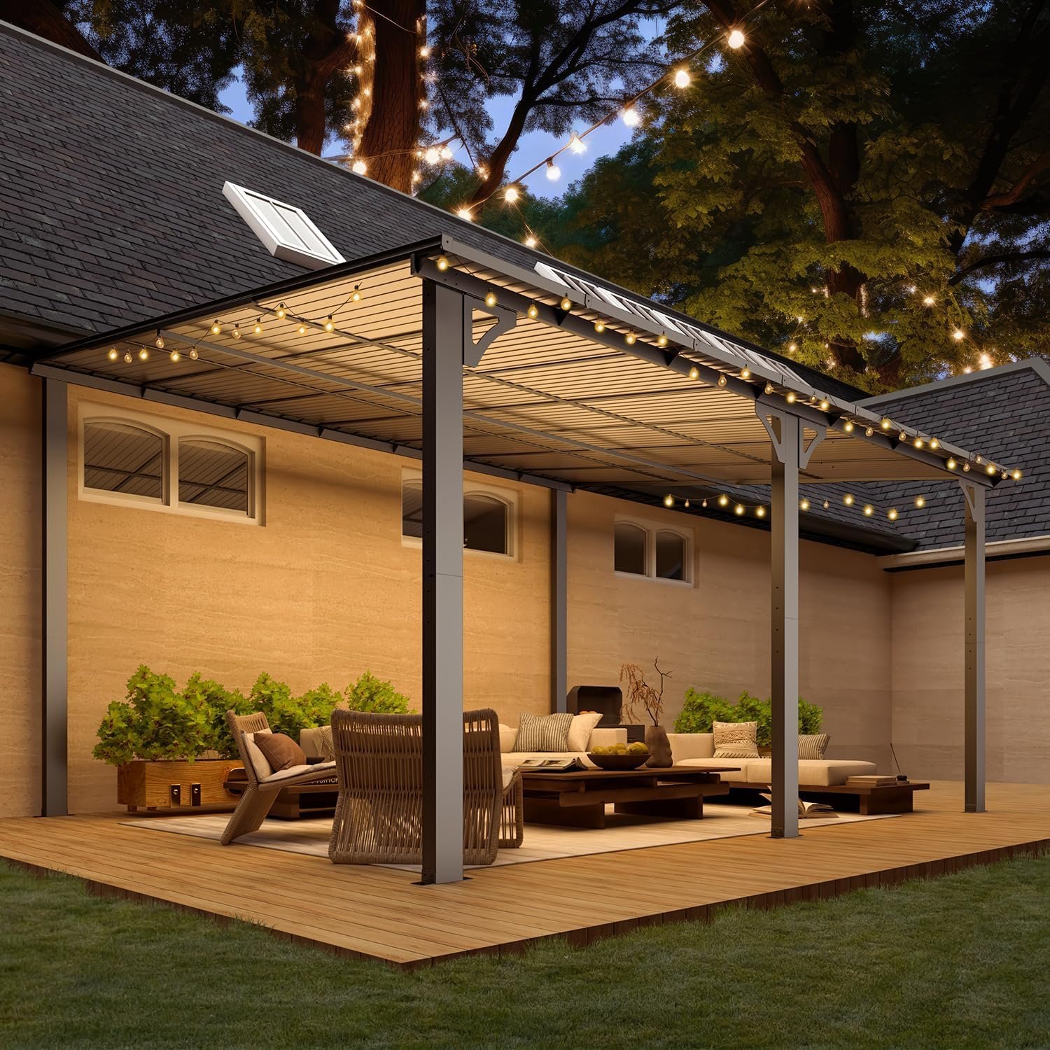 Aecojoy 14×12 ft Aluminum Pergola with Canopy - Image 5
