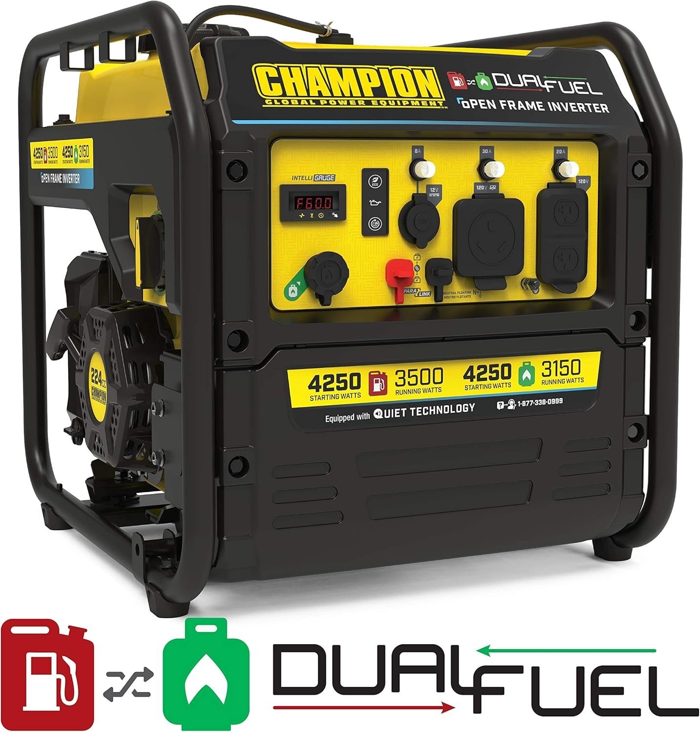 Champion 4250-Watt Dual Fuel RV Ready Open Frame Inverter Generator - Image 6