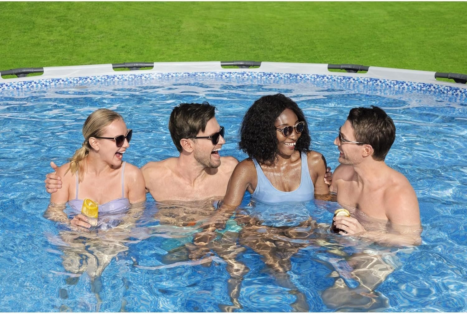 Bestway Steel Pro MAX 16 Foot x 48 Inch Round Metal Frame Above Ground Outdoor Swimming Pool Set - Image 7