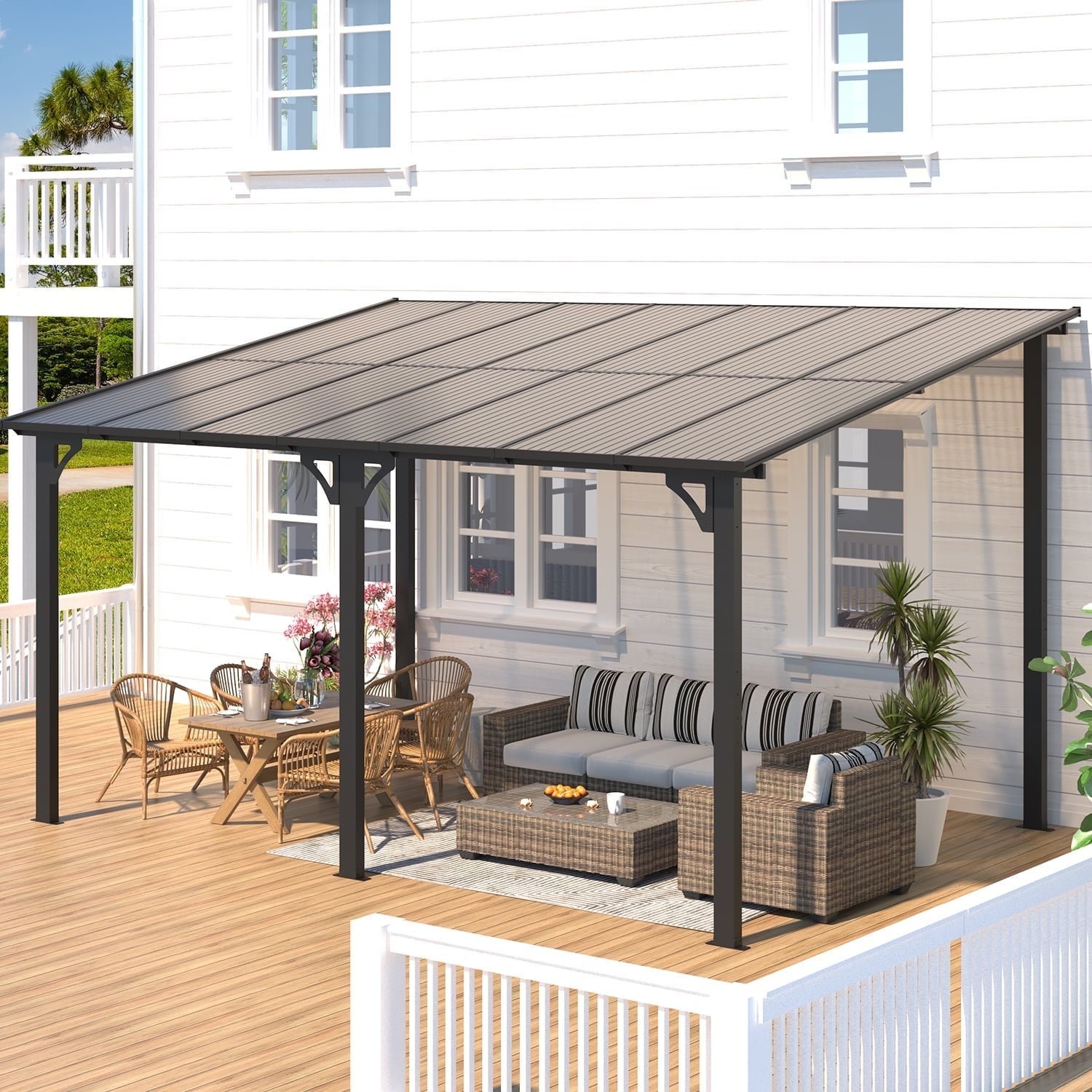 Aecojoy 10 ft. x 14 ft. Dark Gray Aluminum Patio Cover - Image 5