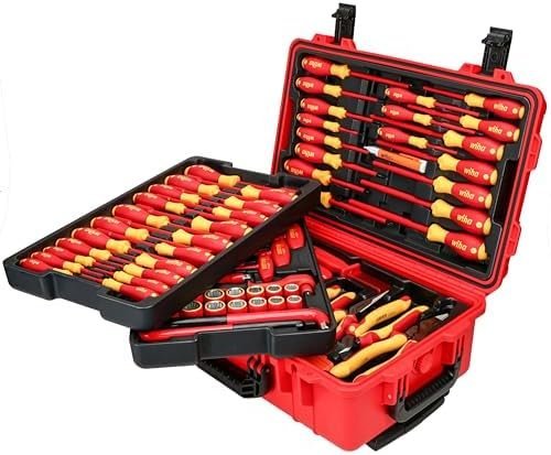 Wiha 32800 Insulated Tool Set with Screwdrivers, Nut Drivers, Pliers, Cutters, Ruler, Knife and Sockets in Rolling Tool Case, 10,000 Volt Tested and 1000 Volt Rated, 80-Piece Set - Image 5