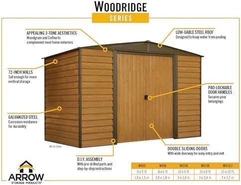 Arrow WR1012 Woodridge EG Steel Storage Shed, 10 by 12-Feet - Image 4