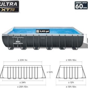 INTEX 26363EH Ultra XTR Deluxe Rectangular Above Ground Swimming Pool Set: 24ft x 12ft x 52in – Includes 2100 GPH Sand Filter Pump – Easy Assembly