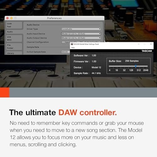 Tascam Model 12 All-in-One 12-track Digital Multitrack Mixing and Recording Studio, Mixer, USB Audio Interface and DAW Controller - Image 6