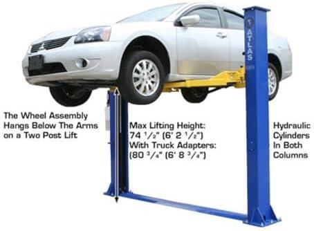 ATLAS Automotive Equipment 9KBPX 2-Post Lift/Hoist, Baseplate Style, 9’6″ Minimum Ceiling Height, 9,000lb Capacity, Symmetric Arms, Dual Hydraulic Chain Drive Cylinders, for Low Ceiling Home Use - Image 2