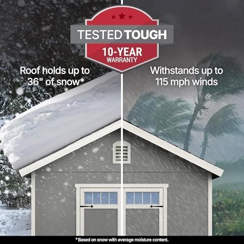 Handy Home Products Windemere 10×12 Do-it-Yourself Wooden Storage Shed with Floor, Beige - Image 7