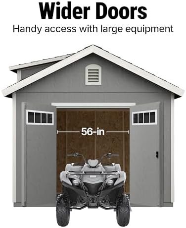 Handy Home Products Windemere 10×12 Do-it-Yourself Wooden Storage Shed with Floor, Beige - Image 9