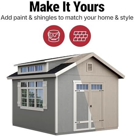 Handy Home Products Windemere 10×12 Do-it-Yourself Wooden Storage Shed with Floor, Beige - Image 5