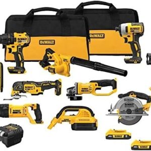 DEWALT 20V MAX Power Tool Combo Kit, Cordless Power Tool Set, 10-Tool with 2 Batteries and Charger Included (DCK1021D2)