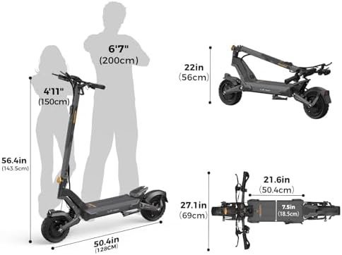 Ausom 2000W Dual Motor Folding Electric Scooter for Adults, Off Road Dual Motor E-Scooter with E-ABS and Dual Disc Brakes, 40Mph Top Speed, 56 Miles Max Range - Image 6