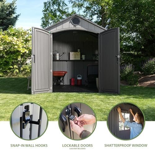 Lifetime Outdoor Storage Shed, 8 x 10 Foot, Gray - Image 3