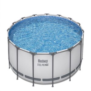 Bestway Steel Pro MAX 10 Foot x 30 Inch Round Metal Frame Above Ground Outdoor Backyard Swimming Pool Set with 330 GPH Filter Pump