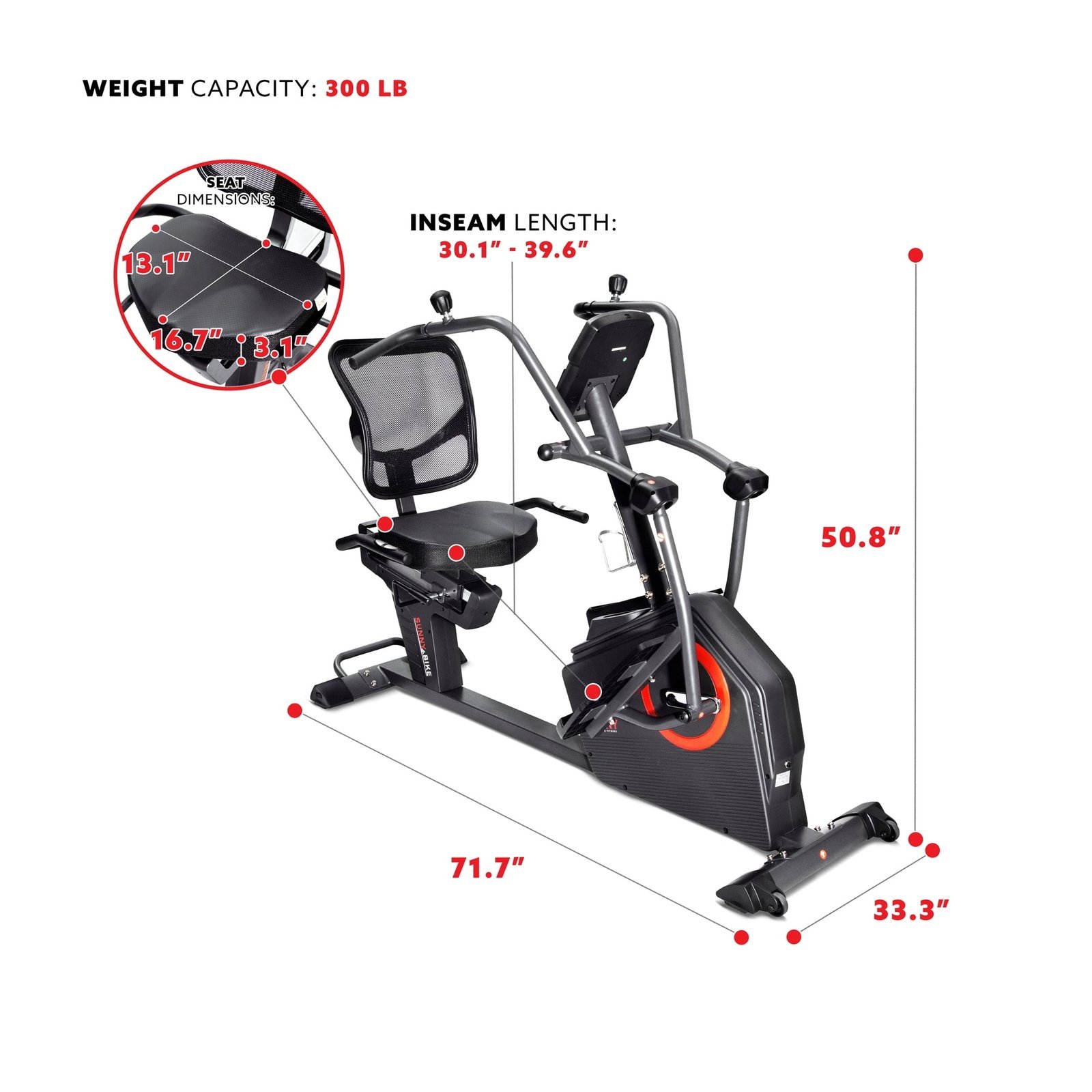 Sunny Health & Fitness Smart Recumbent Cross Trainer Elliptical Exercise Bike - Image 2