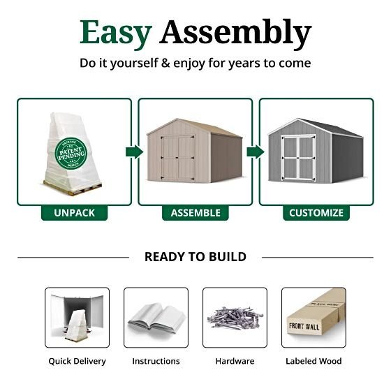 Little Cottage Co. Pre-Cut 12×12 Value Gable Shed Kit - Image 3