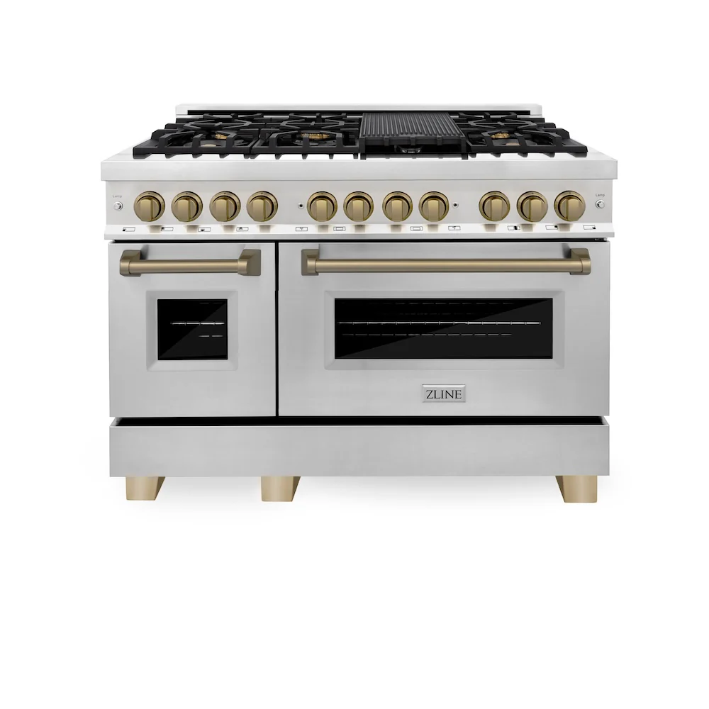 ZLINE Autograph Edition 48″ 6.0 cu. ft. Dual Fuel Range with Gas Stove and Electric Oven Stainless Steel Accents - Image 3